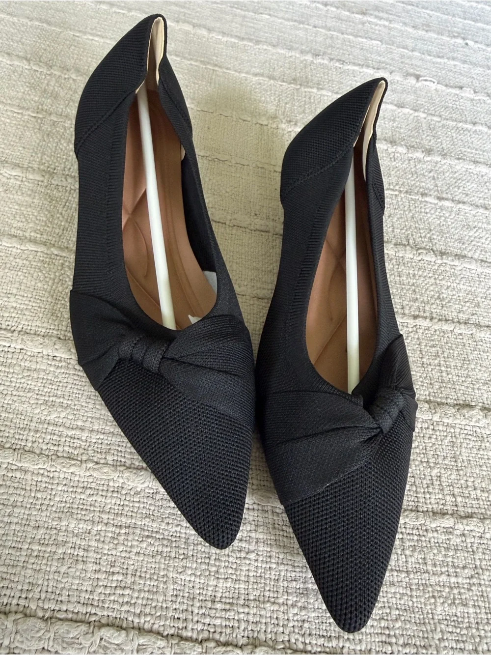 Black Pointed Knit Bow  - Women
